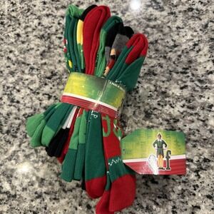 NEW Buddy The Elf Socks Set‎ Of 6 Crew Mens Size 6-12 Perfect Gift #001